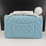 Chanel Classic 11.12 Handbag Gold Tone Metal Light Blue 30Cm - Image 4