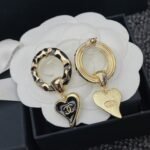 Chanel Classic Love Double C Logo Leopard Round Earrings - Image 3