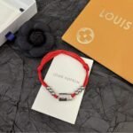 Louis Vuitton Silver Lockit Bracelet Red Q05784 - Image 2