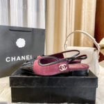 Chanel Logo Ballet Flats Burgundy - Image 2