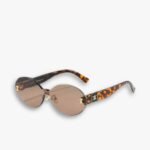 Celine Tortoise Luxe Oval Rimless Sunglasses Leopard
