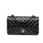 Chanel Medium Classic Double Flap Bag Patent Leather Black 26Cm
