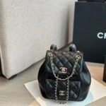 Chanel 22 Mini Duma Backpack Matelasse Leather With Gold Hardware Black 20cm - Image 3