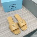 Prada Saffiano Patent Leather Slides Beige - Image 6