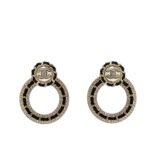 Chanel Crystal Pearl Cc Chain Hoop Drop Earrings Gold Black