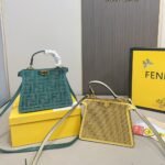 Fendi Peekaboo Iseeu Petite Bag With Crystal FF Motif Green 20Cm - Image 5