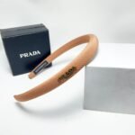 Prada Small Prada Milano Headband With Gold Hardware In Light Brown - Image 2