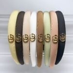 Gucci Small Gg Headband With Gold Hardware In White - Image 4