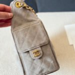 Chanel 25 Small Handbag Gold Tone Metal Light Gray 25Cm - Image 4