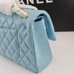 Chanel Classic 11.12 Handbag Gold Tone Metal Light Blue 30Cm - Image 9