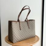 Gucci GG Emblem Large Tote Bag Beige And Dark Brown 38Cm  ‎815213 FAD6L 9758 - Image 6