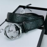 Gucci Signature Leather Belt Black 411924 Cwc1N 1000 - Image 5