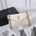 Saint Laurent Puffer Small In Leather Gold Hardware White 29Cm 5774761EL079207 - Image 2