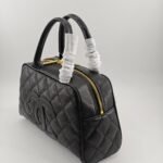 Chanel Quilted Caviar Small Bowler Satchel Black 25Cm - Image 3