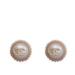 Chanel Button Pearl Earrings