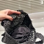 Prada Natural Raffia Logo Tote Black 1Bg444 2A2T F0002 18Cm - Image 3