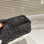 Prada Natural Raffia Logo Tote Black 1Bg444 2A2T F0002 18Cm - Image 4