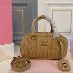 Miumiu Arcadie Matelassé Nappa Bag Caramel 23Cm 5Bb142 An88 F098L V Oon - Image 2