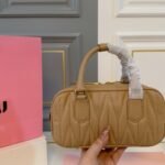 Miumiu Arcadie Matelassé Nappa Bag Caramel 23Cm 5Bb142 An88 F098L V Oon - Image 3