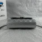 Chanel 23P Clutch With Chain Bag Grained Leather Silver 18cm - Image 4