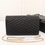 Saint Laurent Classic Cassandre Chain Wallet In Grain De Poudre Black Gold 22Cm 377828BOW011000 - Image 4
