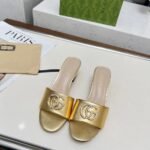 Gucci Nojum Women Slide Sandal Metallic Gold ‎817257 B8B00 8024 - Image 2