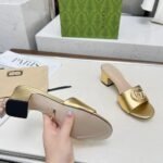 Gucci Nojum Women Slide Sandal Metallic Gold ‎817257 B8B00 8024 - Image 3