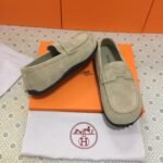 Hermes Lazy Loafer Beige H252020Z Vd395 - Image 5