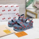 Louis Vuitton X Takashi Maya Platform Sandal Monogram Cherry Denim 1Ahnyd - Image 5