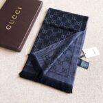 Gucci Gg Wool Scarf Black And Light Grey 180Cm ‎848507 3G200 1063 - Image 3