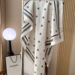 Chanel Square Scarf Jacquard Silk Twill In Ecru Black And Light Pink 90Cm Aaa777 B19447 Nafft - Image 6