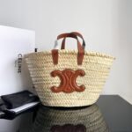 Summer Set: Celine Teen Celine Classic Panier In Palm Leaves Tan And Hermes Slippers Flat Oran Brown H021056Z - Image 3