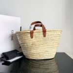 Summer Set: Celine Teen Celine Classic Panier In Palm Leaves Tan And Hermes Slippers Flat Oran Brown H021056Z - Image 4