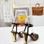 Fendi Delfina Ff Jacquard Medium Heeled Sandals Brown 8X8663Ajzff1D1C - Image 5