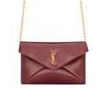 Saint Laurent Small Cassandre Chain Pouch In Shiny Leather Burgundy 19Cm 847638Aae526593