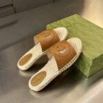 Gucci Interlocking G Cut Out Slide Espadrille Brown 725260 US000 2535 - Image 2
