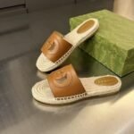 Gucci Interlocking G Cut Out Slide Espadrille Brown 725260 US000 2535 - Image 3