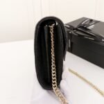 Saint Laurent Classic Cassandre Chain Wallet In Grain De Poudre Black Gold 22Cm 377828BOW011000 - Image 7