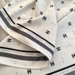 Chanel Square Scarf Jacquard Silk Twill In Ecru Black And Light Pink 90Cm Aaa777 B19447 Nafft - Image 5