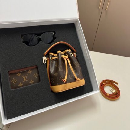 Gift set: Louis Vuitton Nano Noé Bag Monogram Brown 16Cm M81266