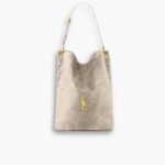 Saint Laurent Niki Supple Bucket In Suede Gray 40Cm