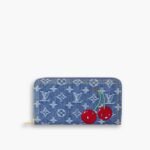 Louis Vuitton x Murakami Zippy Wallet Monogram Cherry Denim Blue 19Cm M23161