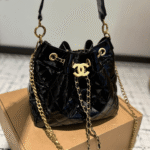 Chanel Draw String Bucket Bag Black 27Cm - Image 3