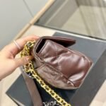 Chanel 19 Flap Bag Shiny Gold And Silver Tone Brown 20Cm - Image 4