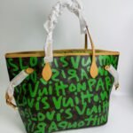 Louis Vuitton Neverfull Mm Tote Bag Monogram Graffiti Green 33Cm M93703 - Image 3