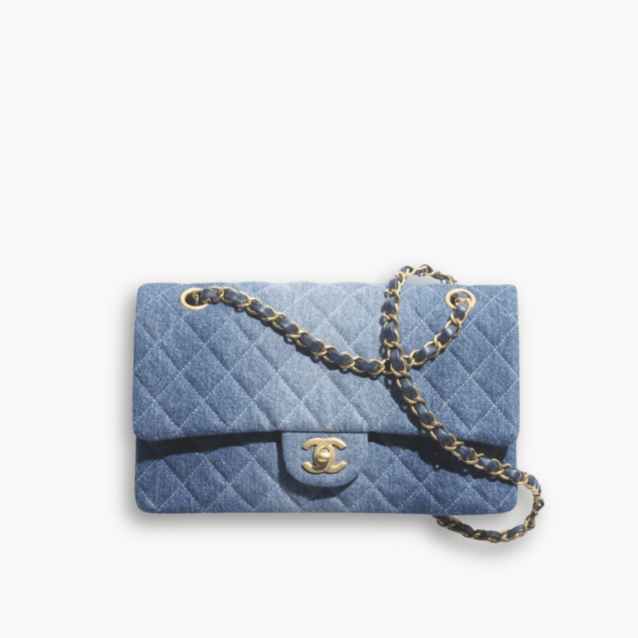 466.png Chanel Classic Handbag Washed Denim And Gold Tone Metal Blue 19cm A01112 B16747 NX158 - Image 1