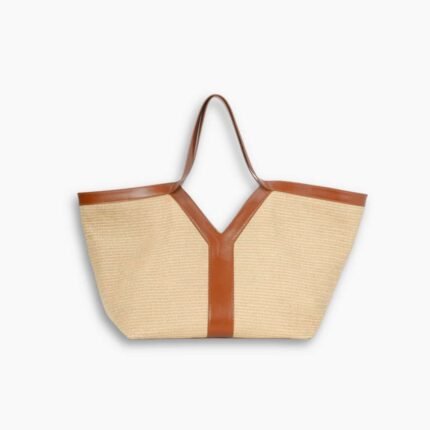 Saint Laurent Tiffany   Fred Paris Raffia Leather Large Tote Brown 50Cm