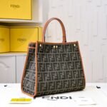 Fendi Peekaboo FF Logo Handbag Brown 30Cm - Image 4