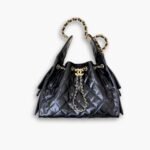 Chanel 25 Small Handbag Grained And Gold Tone Metal Black 30Cm  AS5293 B20304 94305
