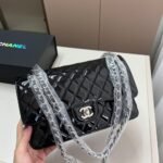 Chanel Medium Classic Double Flap Bag Patent Leather Black 26Cm - Image 3